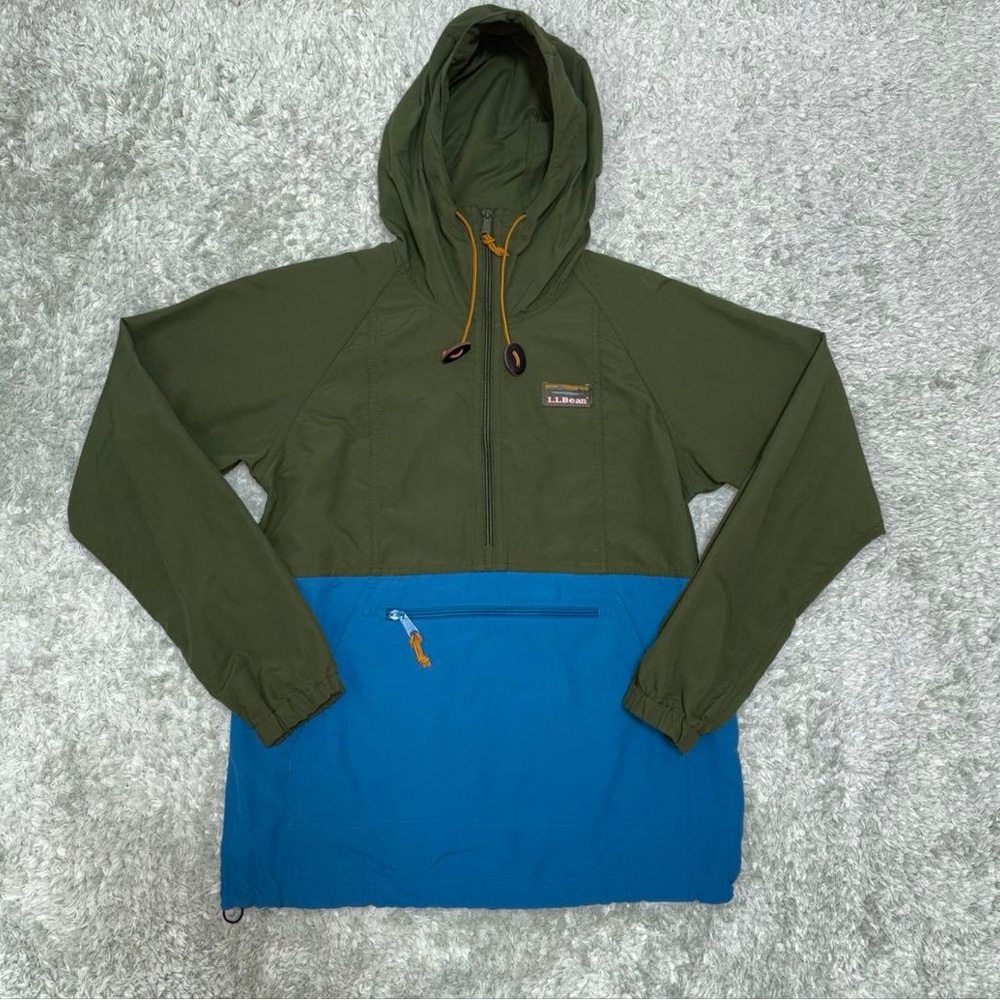 L.L.Bean Men’s Mountain Classic Anorak Green & Blue Colorblock Size S